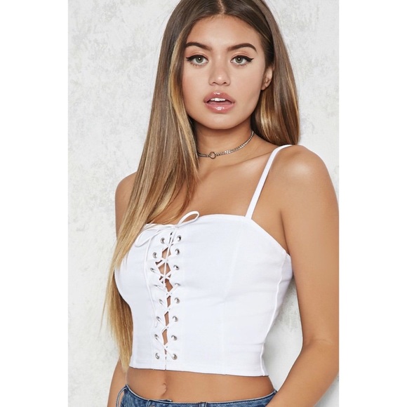 Forever 21 Tops - Lace-Up Cropped Cami